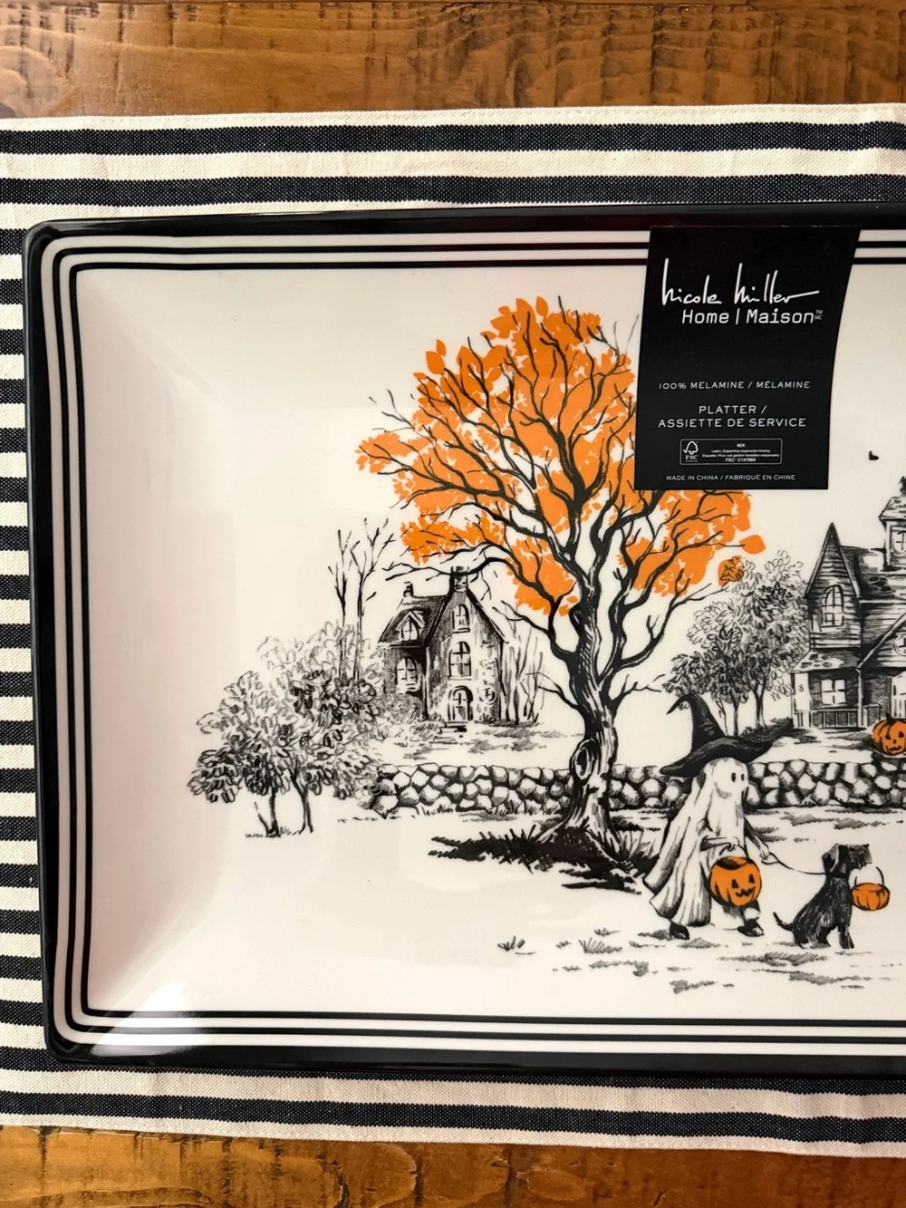 Large Melamine Halloween Serving Platter - 17 1/2  X 10 inches